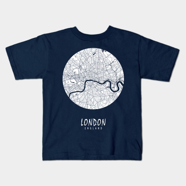 London, England City Map - Full Moon Kids T-Shirt by deMAP Studio